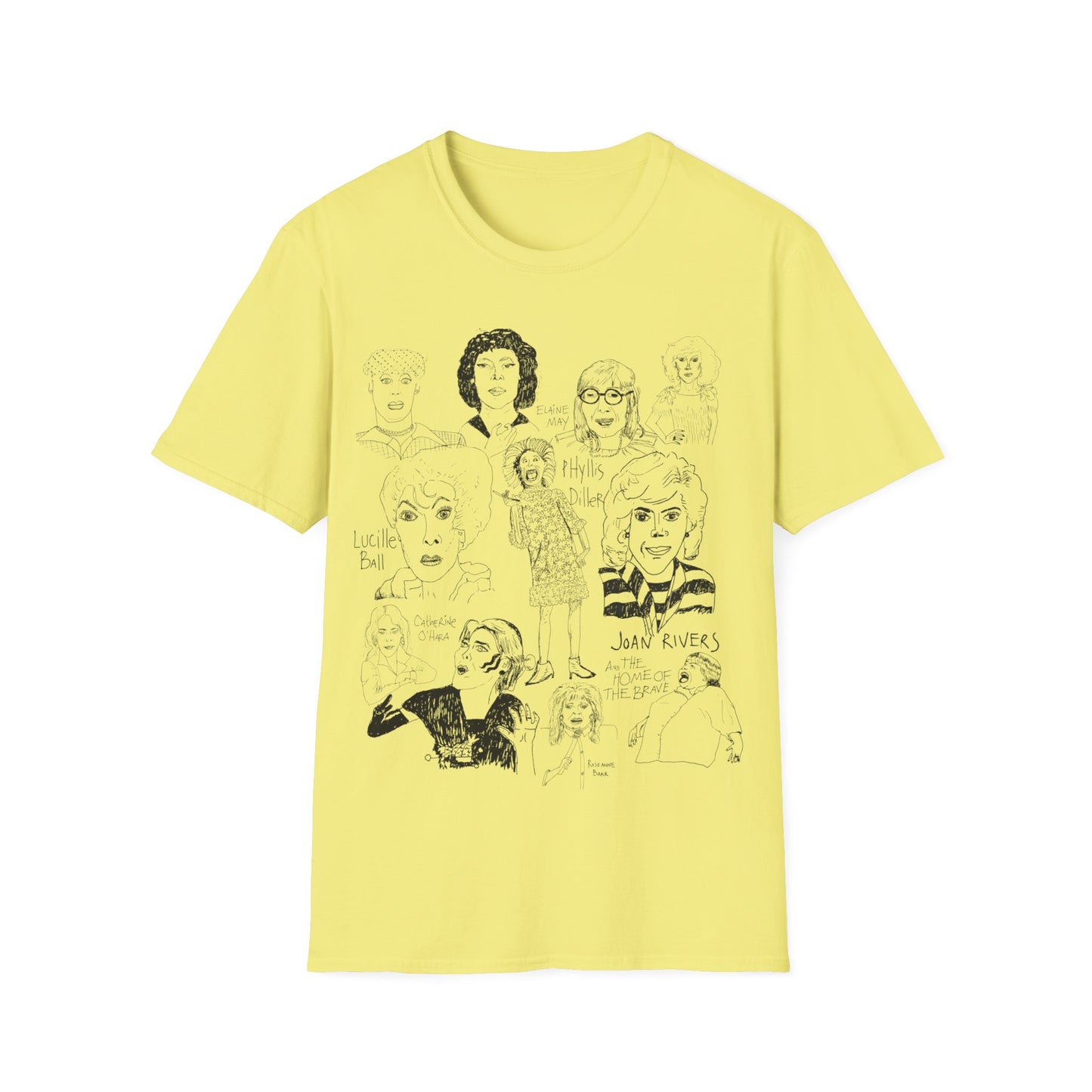 women of comedy, original collage drawing tshirt