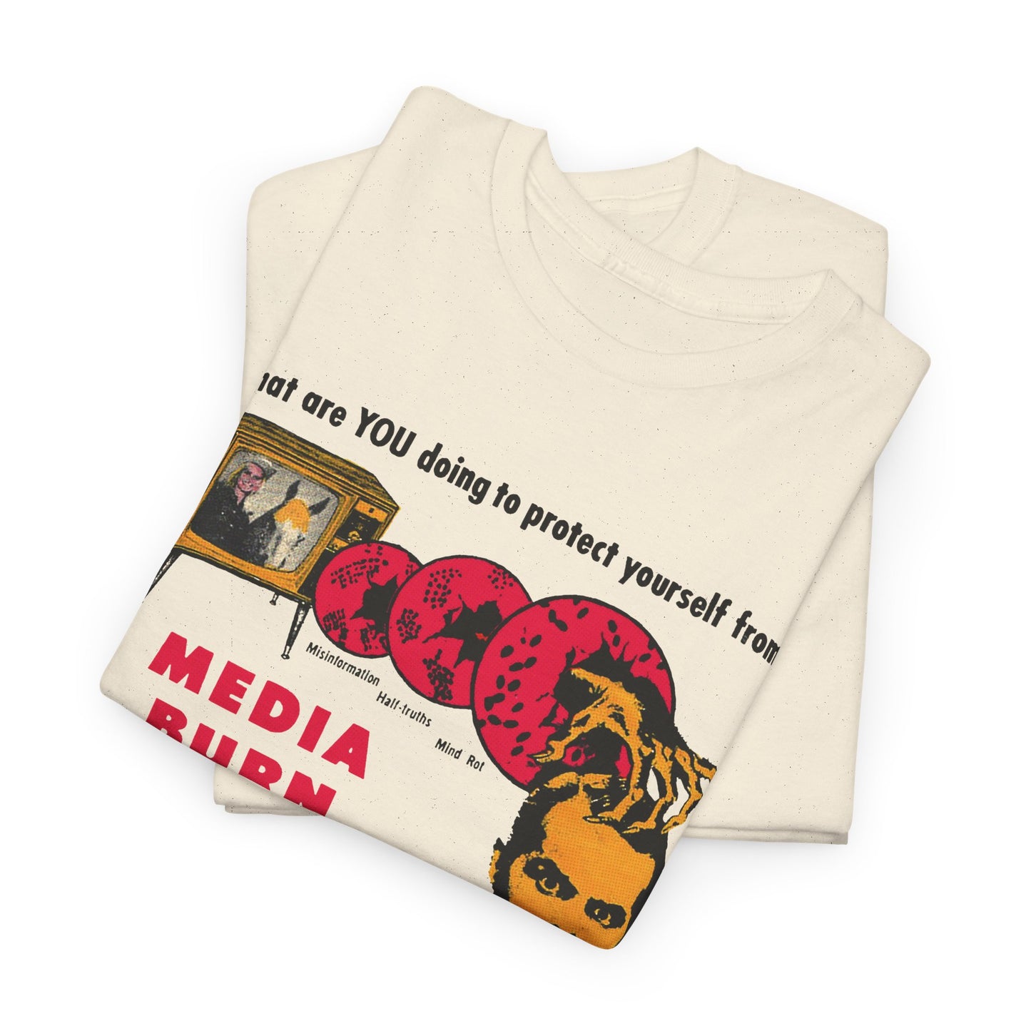 media burn the nation's leading mental crippler 1960s comix graphic tshirt