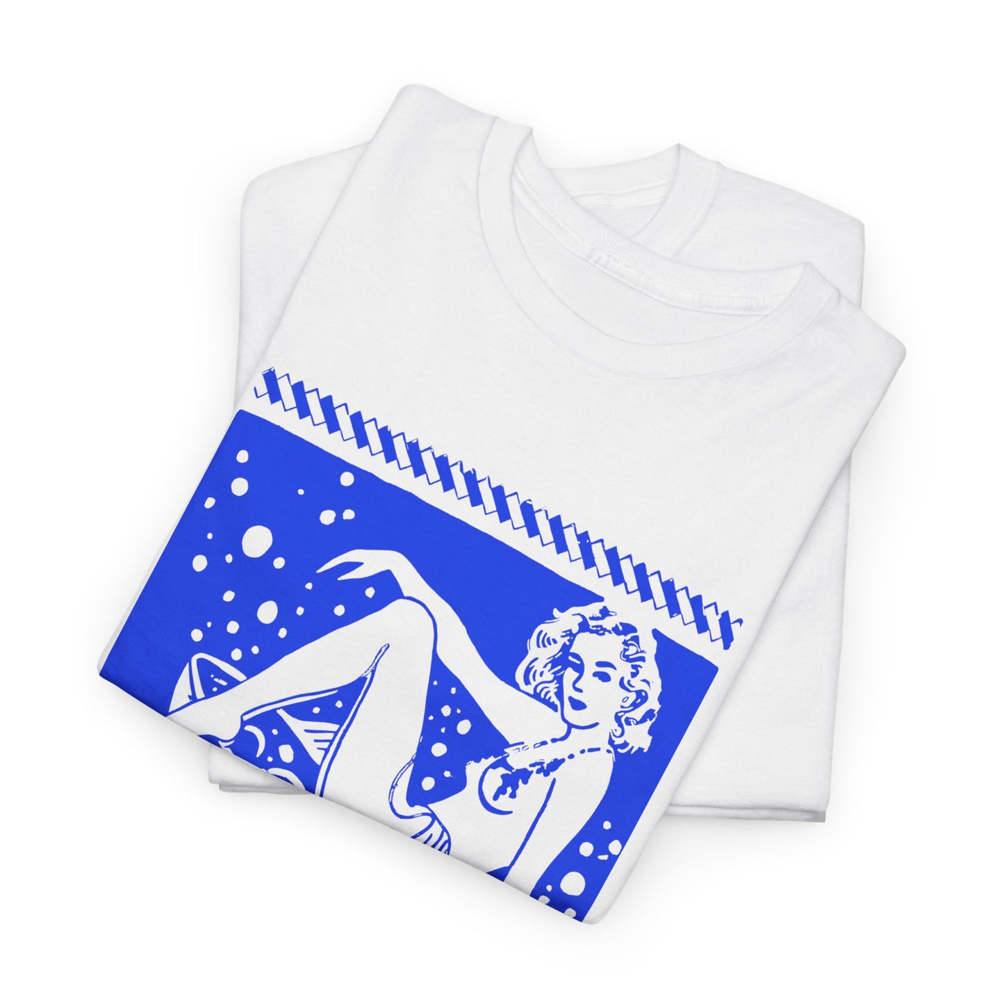 vintage matchbox graphic sittin high pin up woman on martini glass reproduction tshirt
