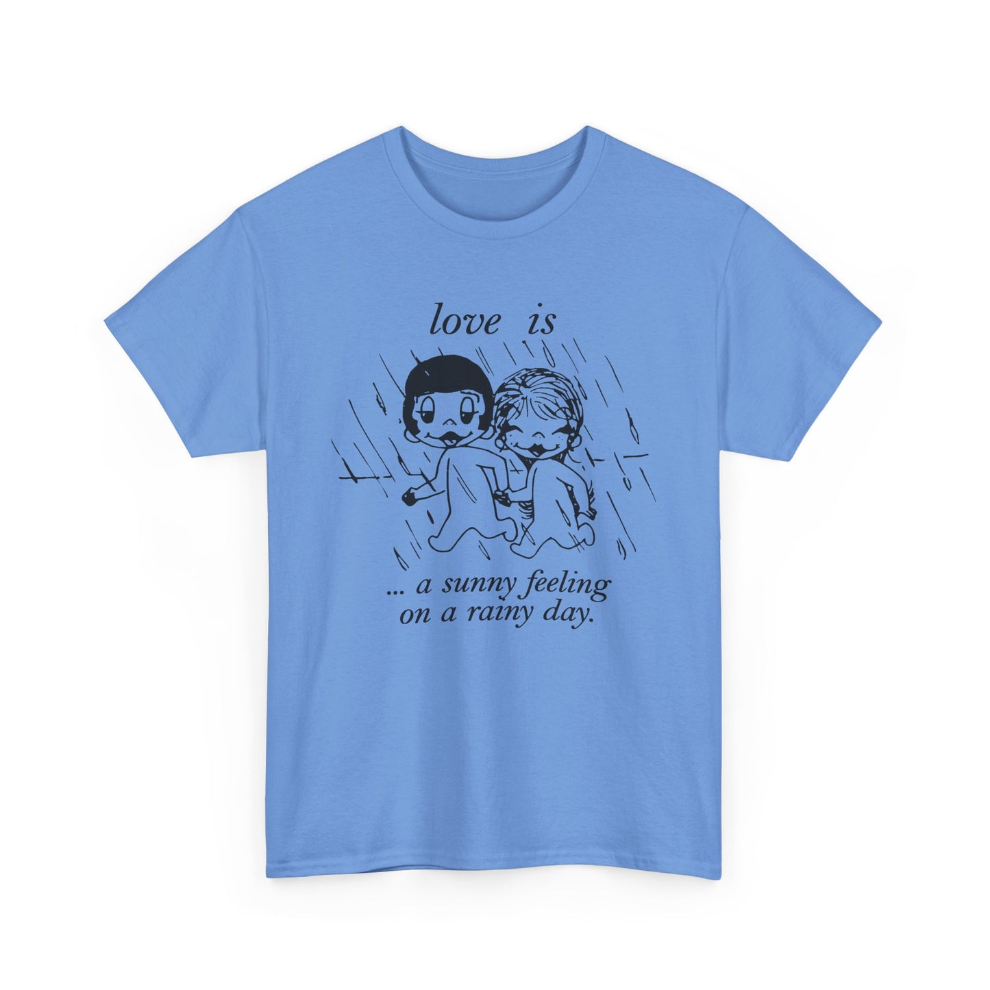 1970 graphic love is a sunny feeling on a rainy day tshirt
