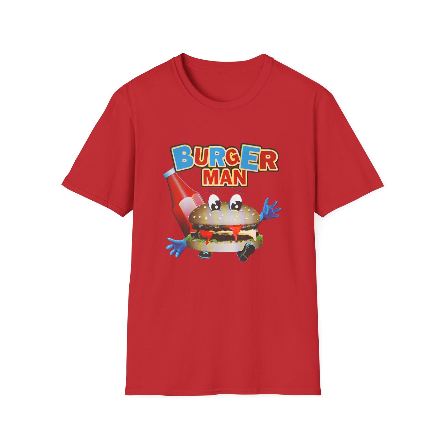 old video game burger man retro design reproduction tshirt