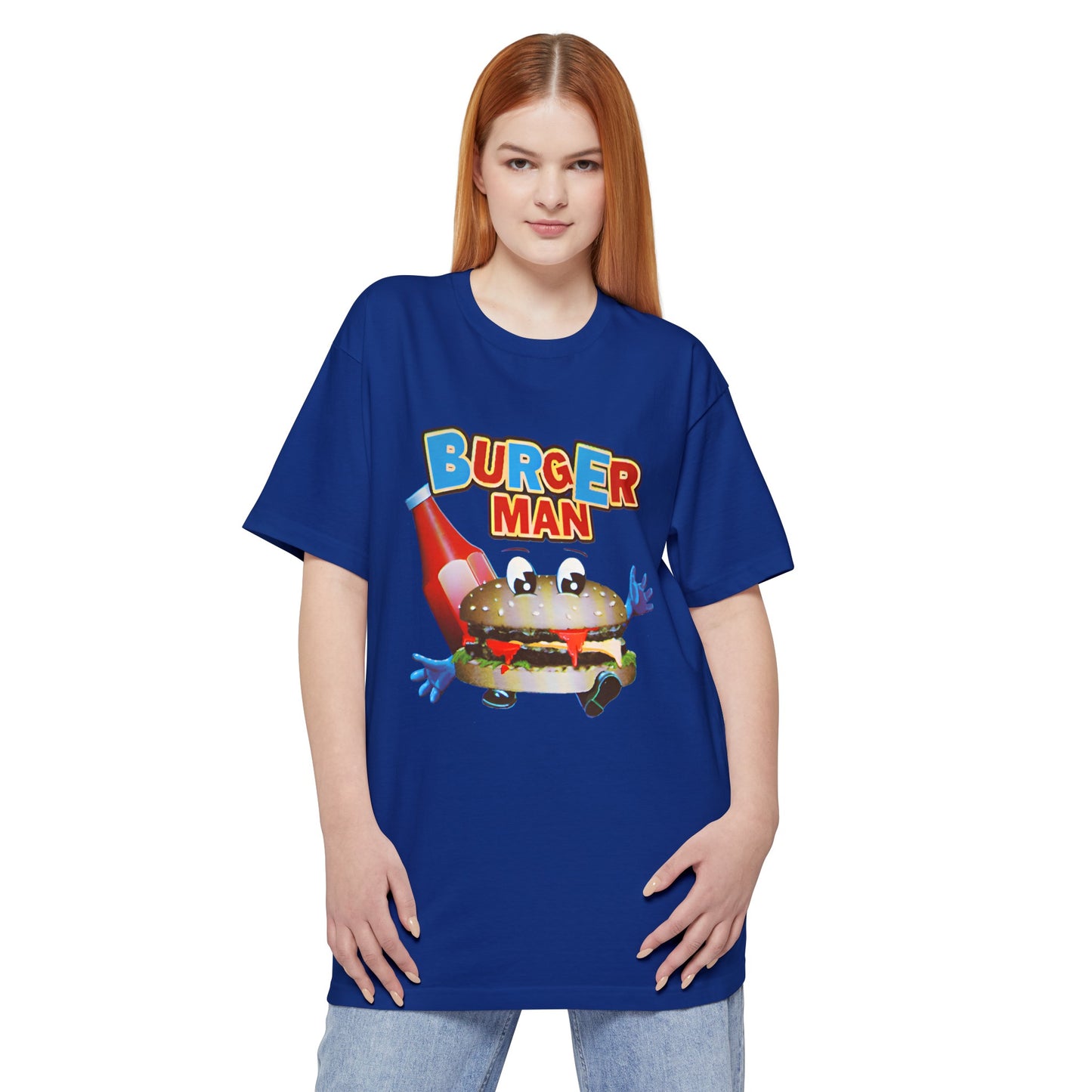 oversized old video game burger man reproduction unisex tall beefy tshirt