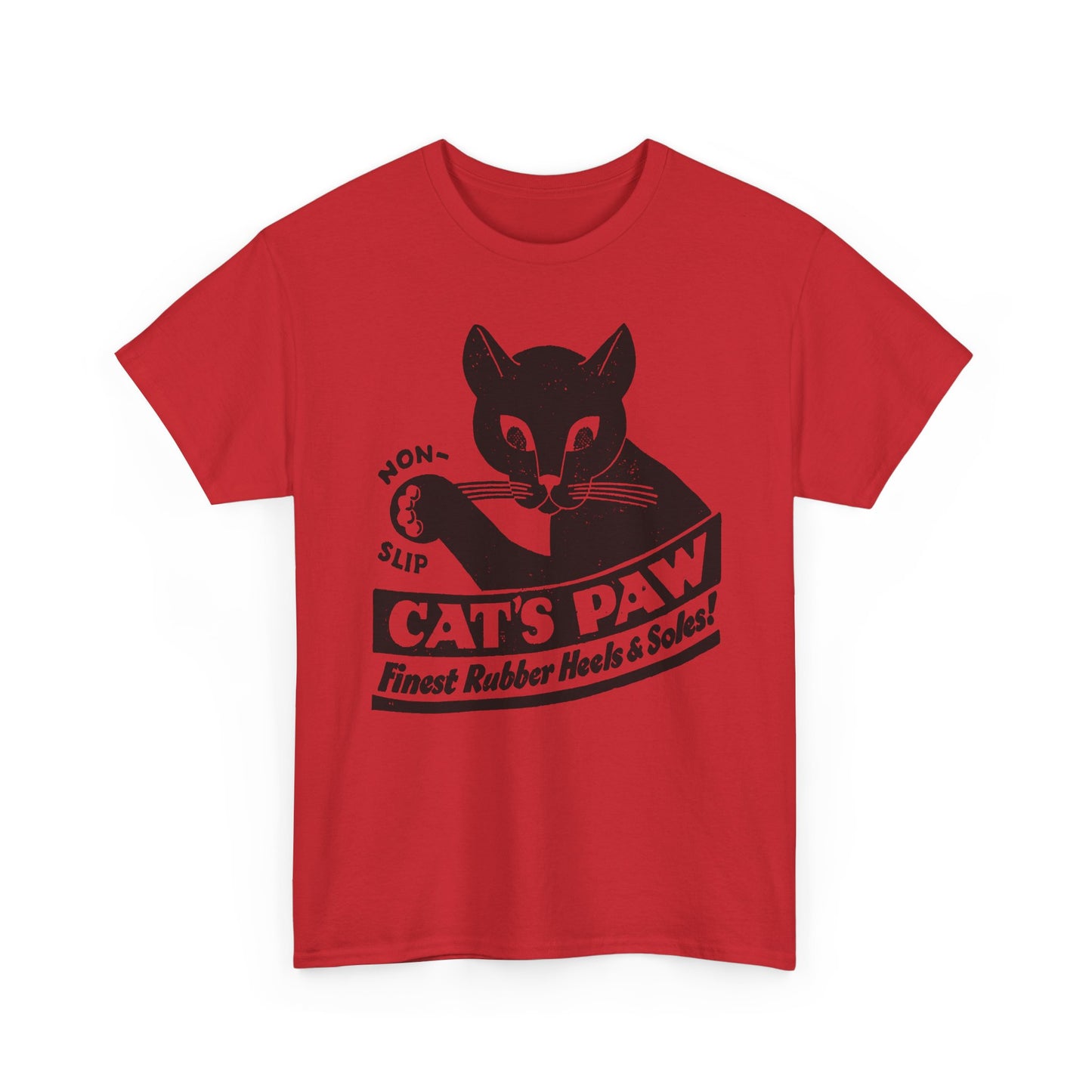 1940s cat's paw rubber heels and soles shoe company logo reproduction tshirt