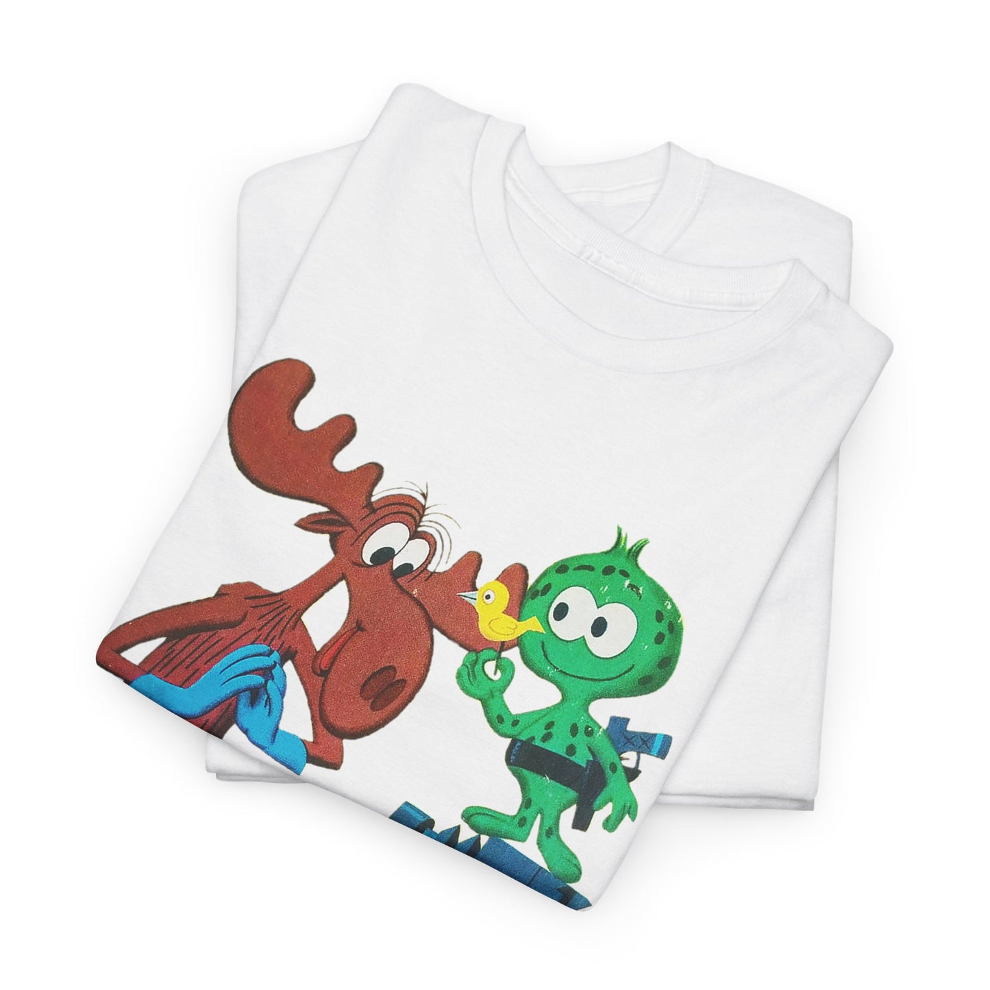 the rocky and bullwinkle show with gidney and cloyd reproduction tshirt