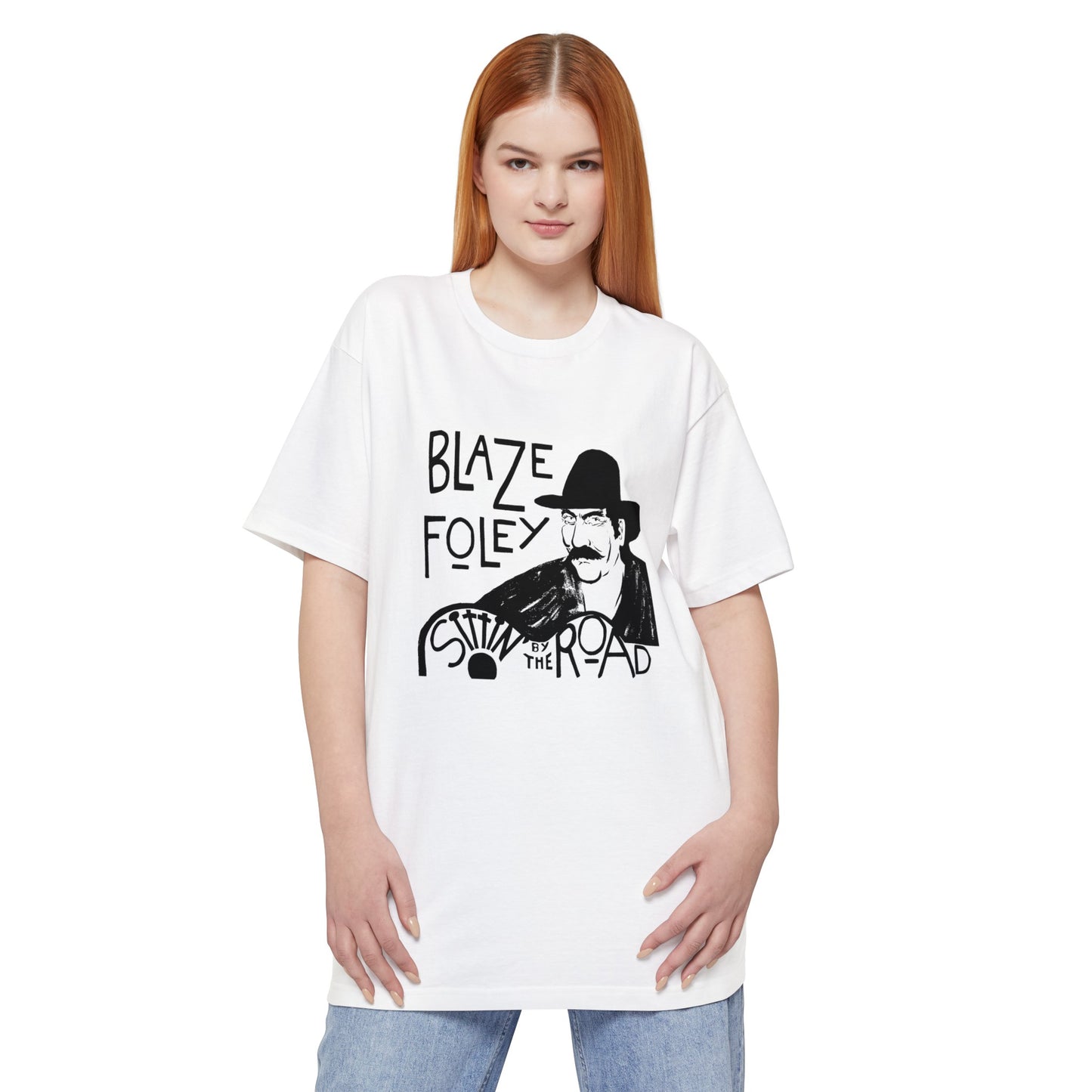 oversized blaze foley sittin' by the road album black stencil fan art unisex tall beefy tshirt