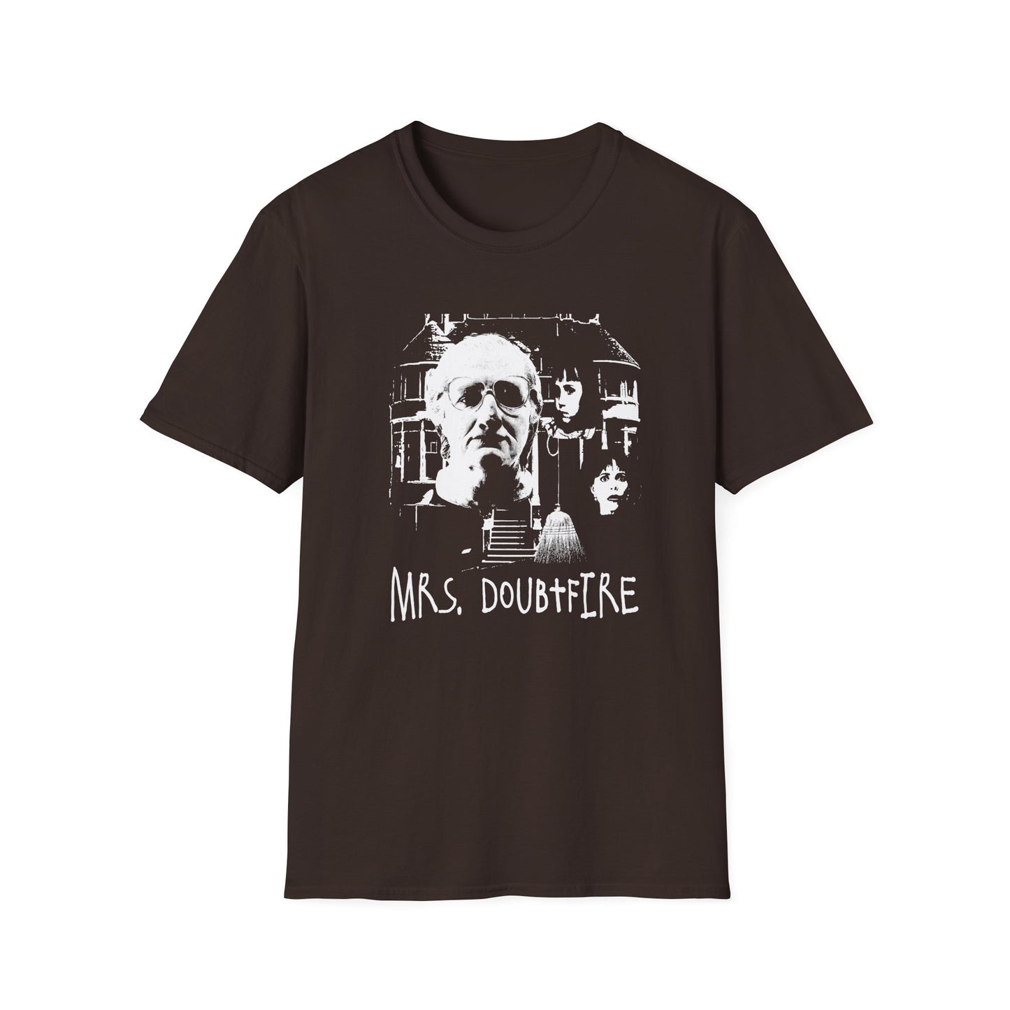 mrs. doubtfire fan art scary collage tshirt