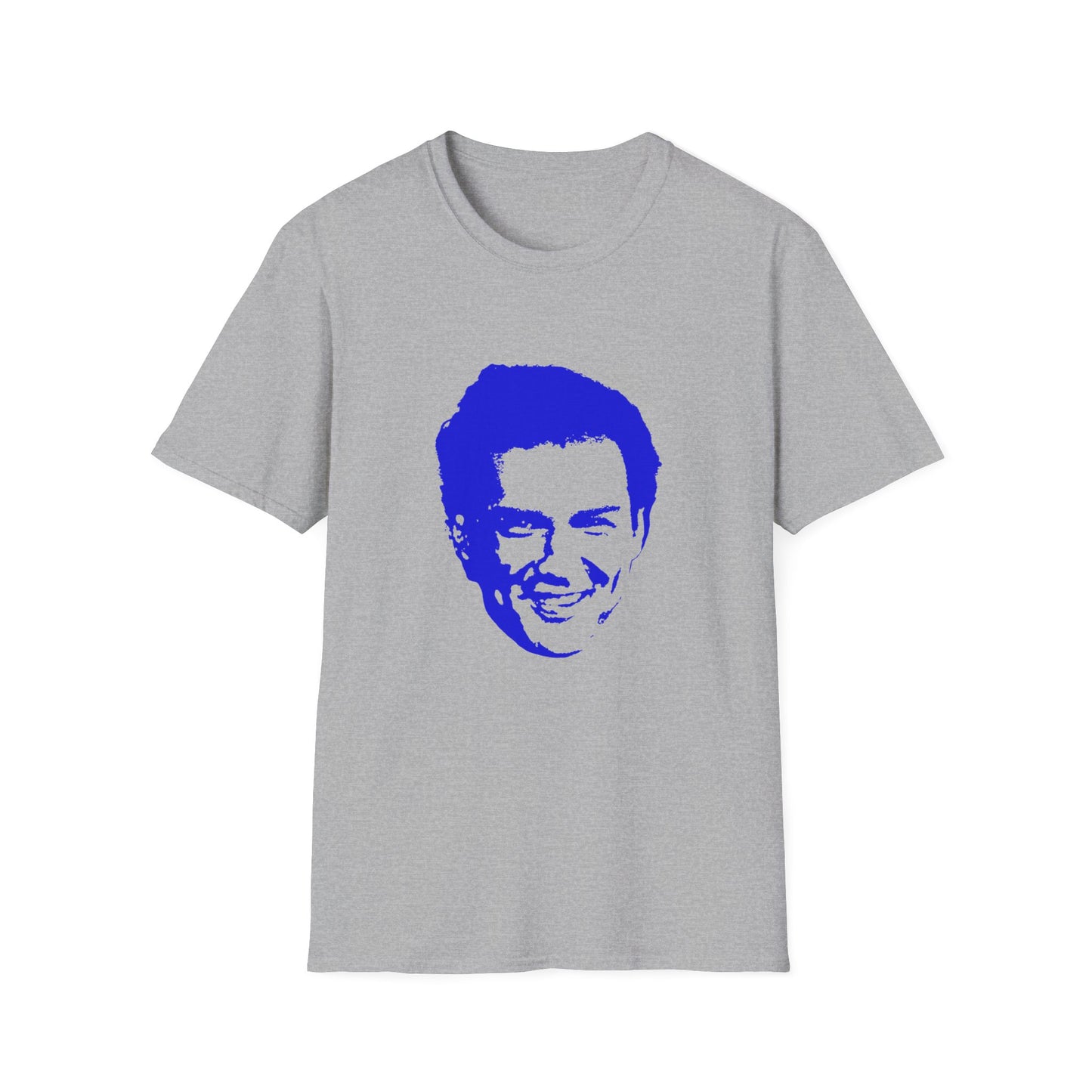 norm macdonald blue stencil face tshirt