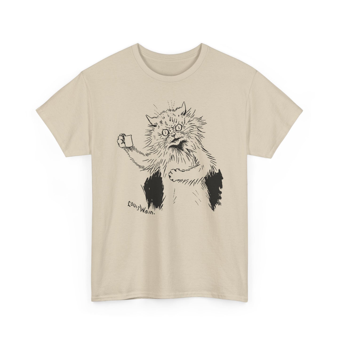 louis wain angry cat with cup reproduction tshirt