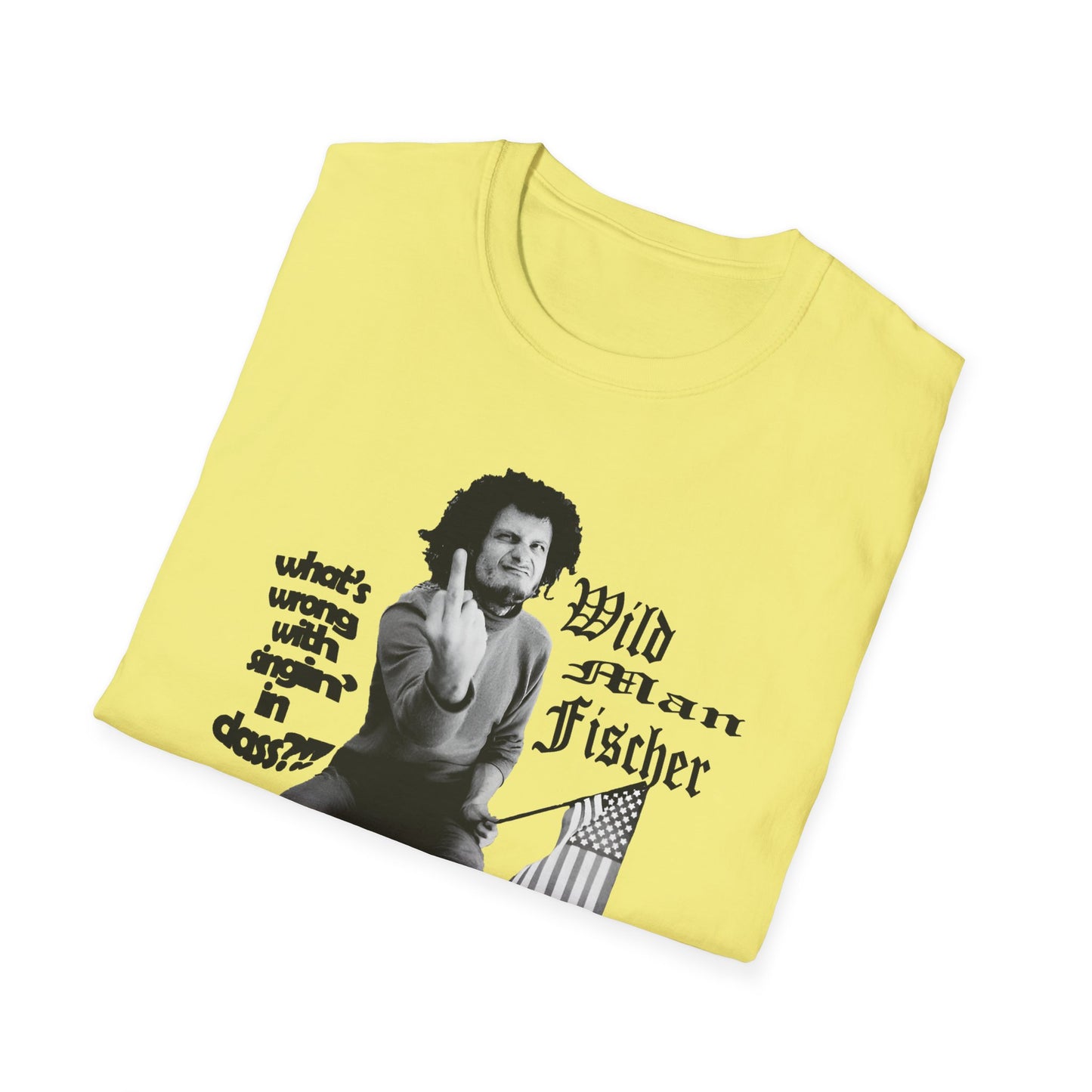 wild man fischer middle finger in black tshirt
