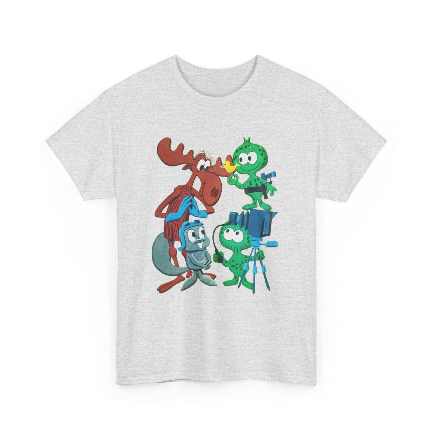 the rocky and bullwinkle show with gidney and cloyd reproduction tshirt