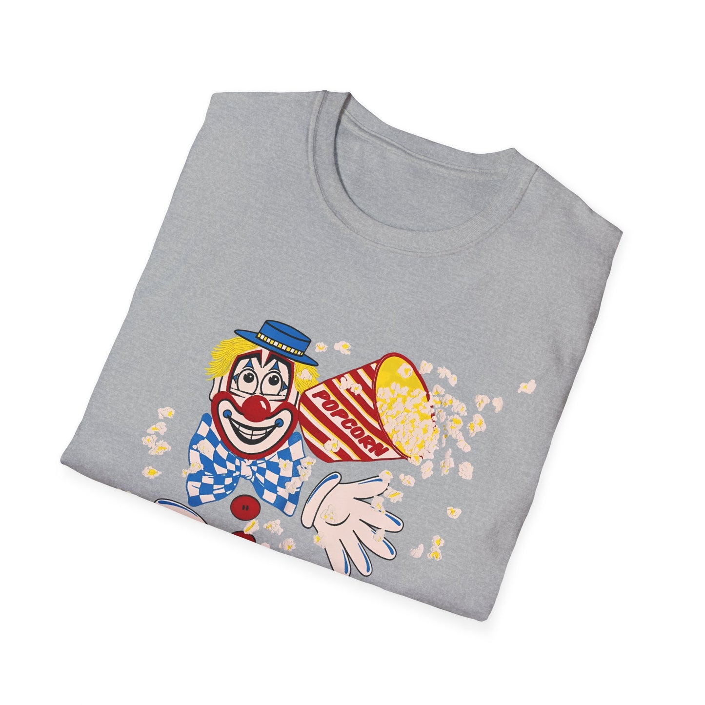 vintage 1980s popcorn clown graphic tshirt