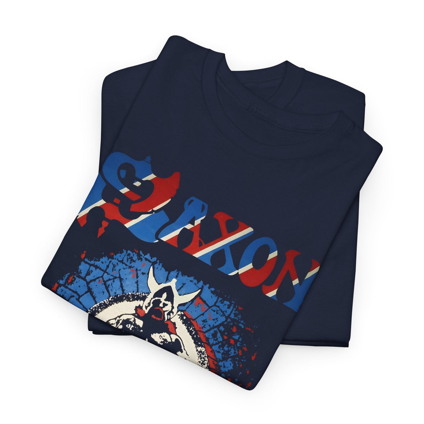 1980s heavy metal band saxon warrior logo reproduction tshirt