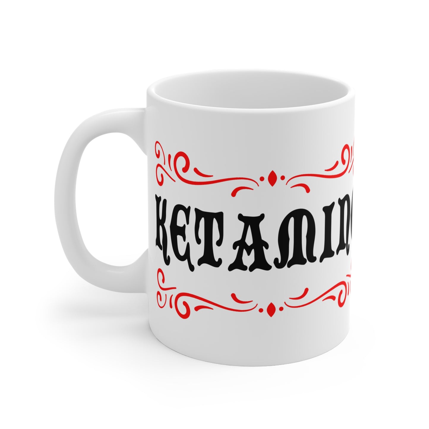 vintage inspired tongue in cheek ketamine drug mug