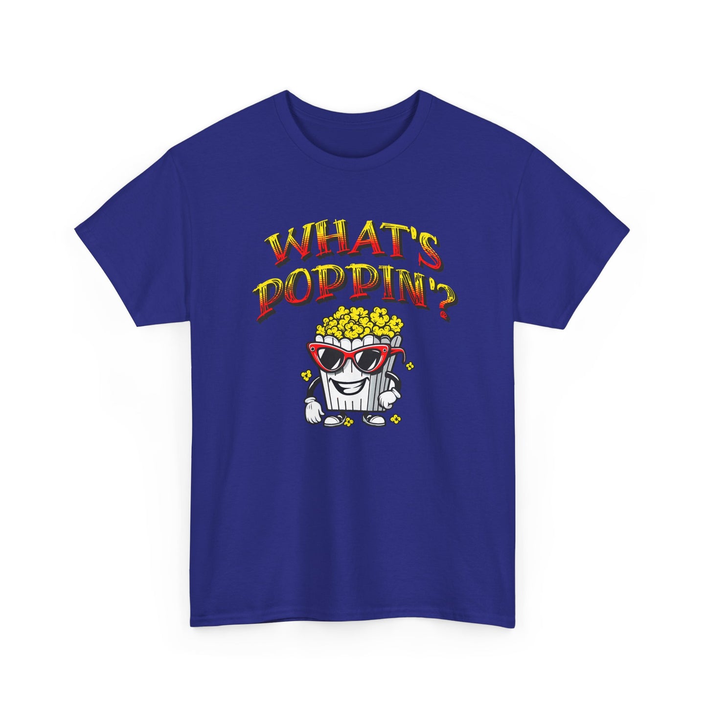 what's poppin' cool popcorn bag guy tshirt