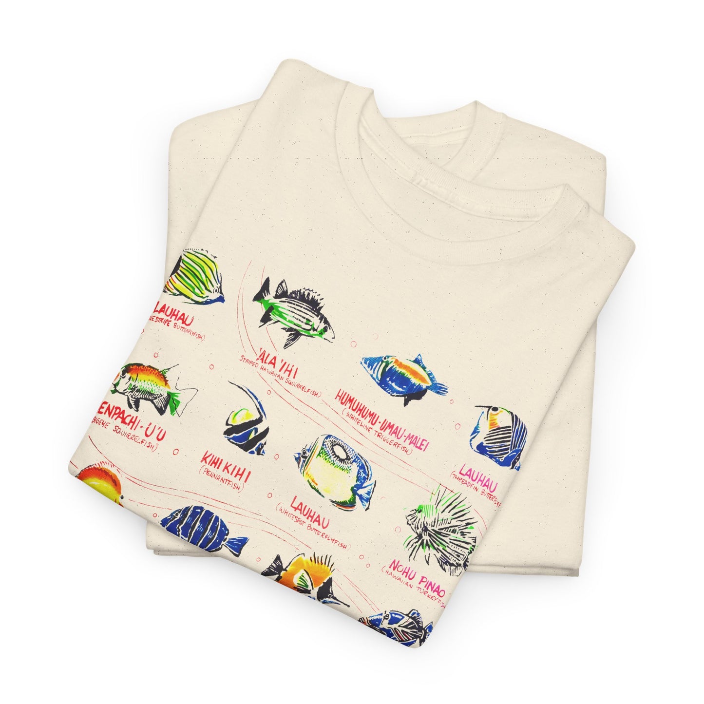 vintage hawaiian fishes reproduction with fish names tshirt
