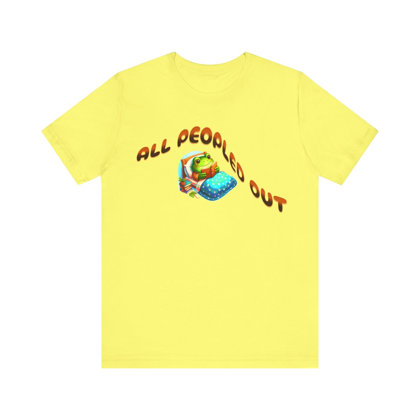 all peopled out cute frog reading a book in bed tshirt