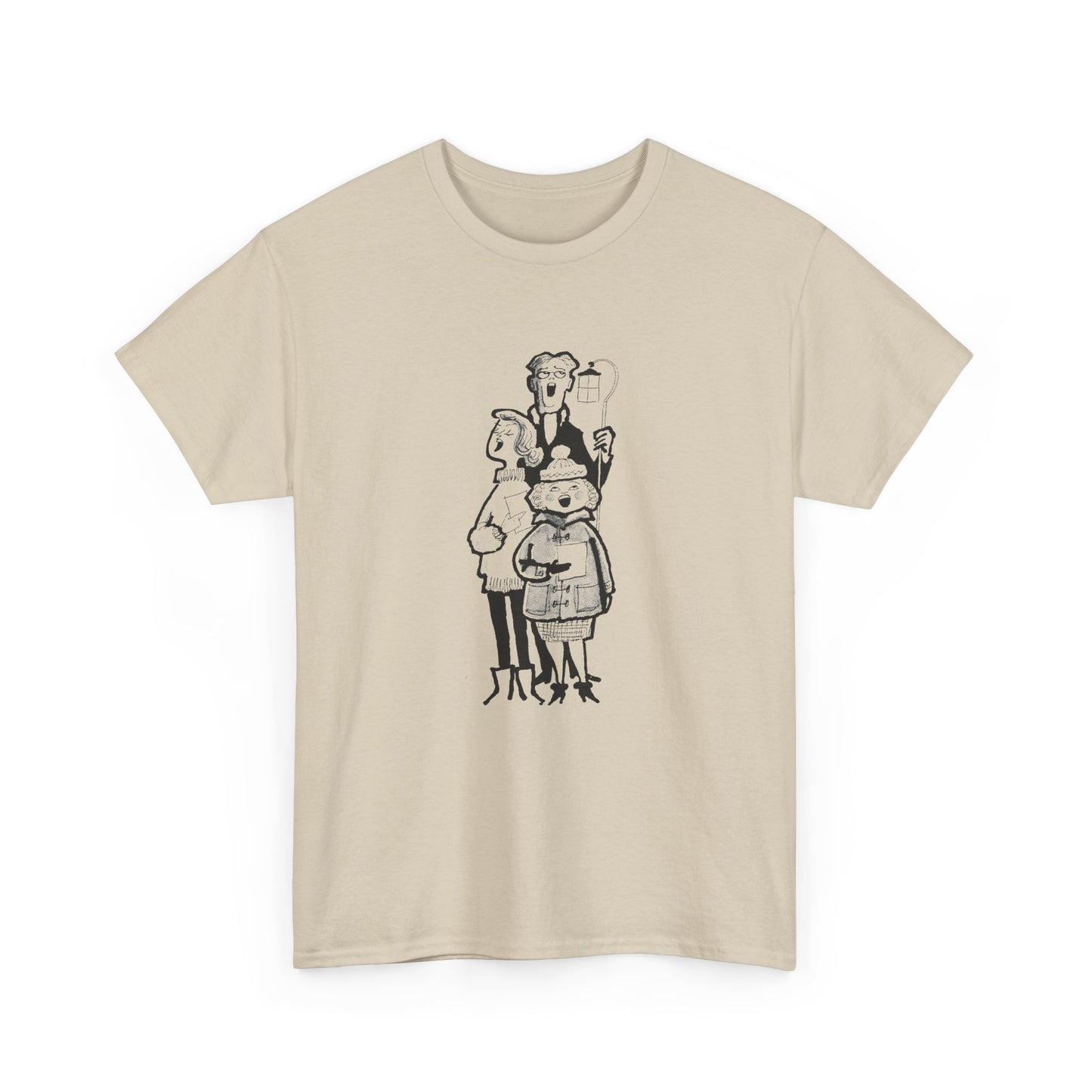 vintage 1960s caroling illustration reproduction tshirt