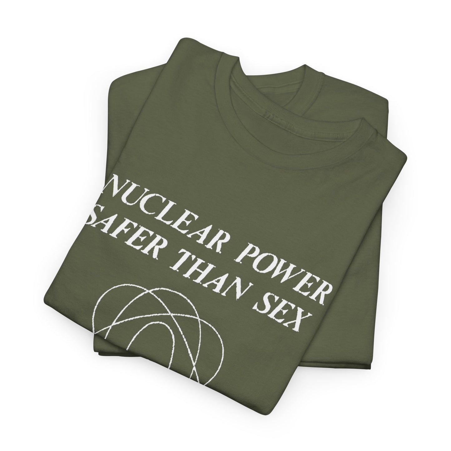 vintage 1970s design "nuclear power safer than sex" tshirt