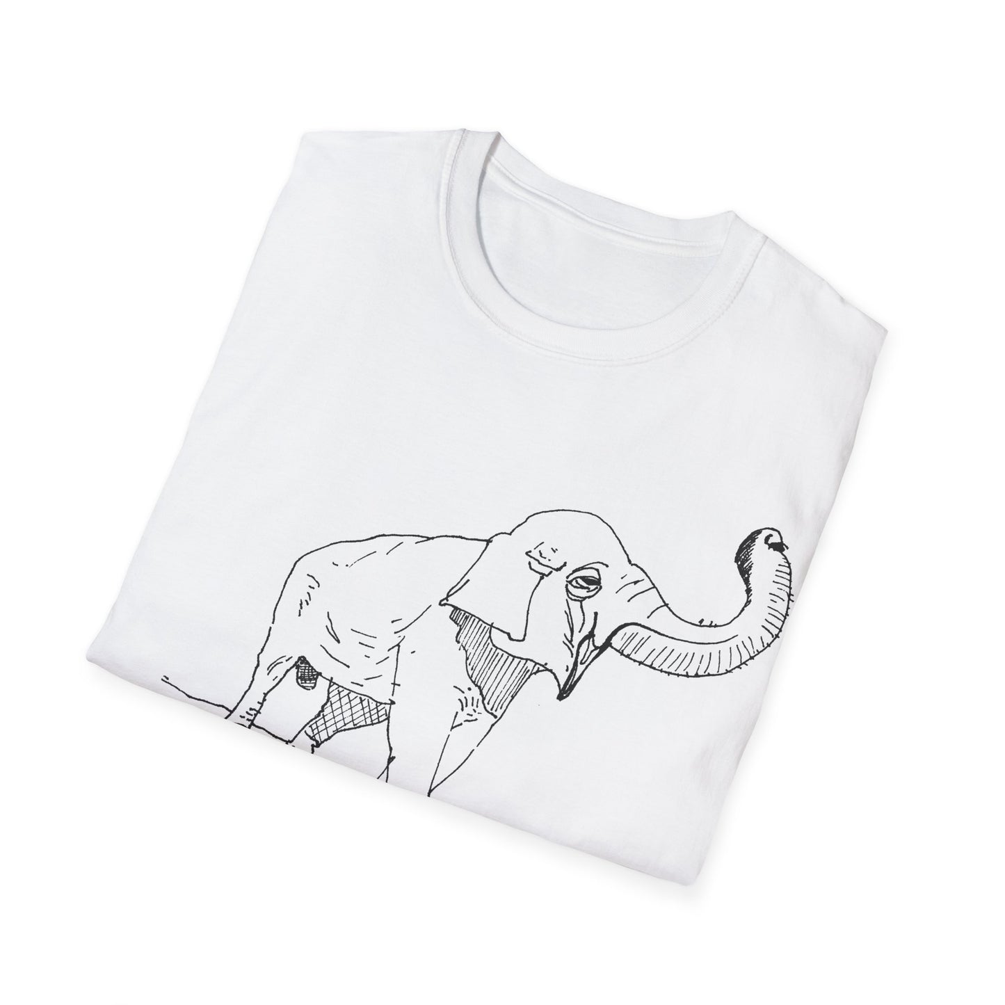elephant kicks heroin habit original drawing tshirt. reference to xiguang the elephant
