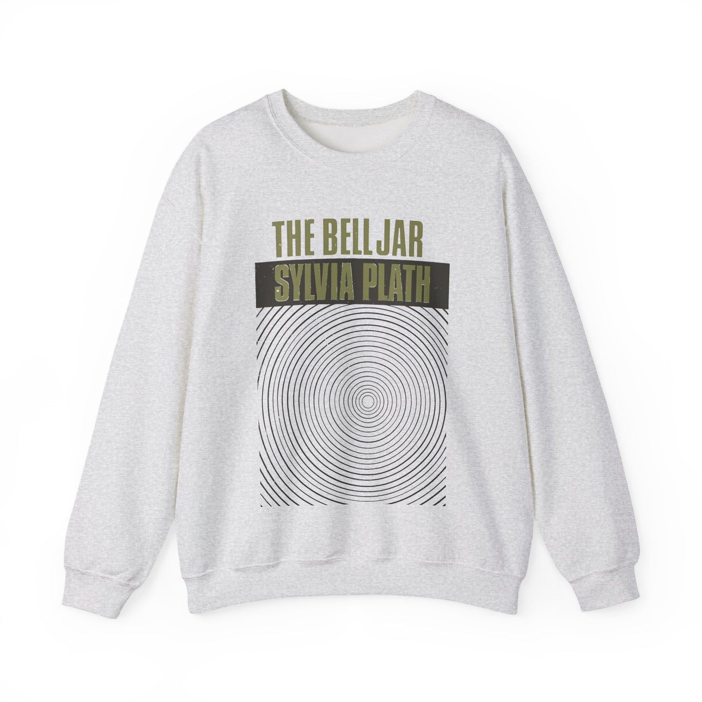 1963 book by sylvia plath "the bell jar" book cover on a unisex heavy blend crewneck sweatshirt