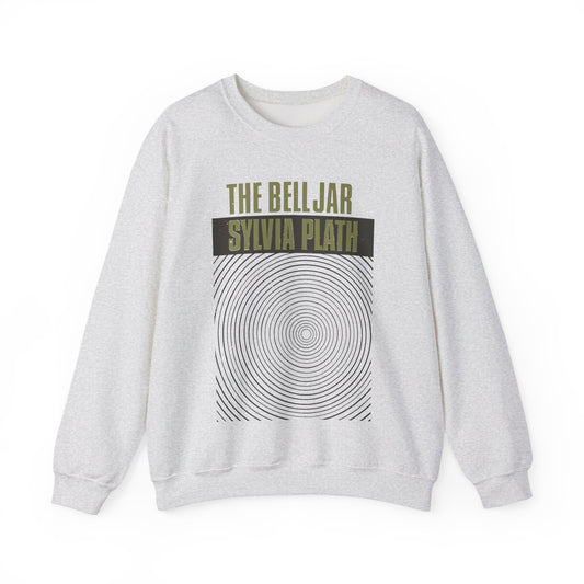 1963 book by sylvia plath "the bell jar" book cover on a unisex heavy blend crewneck sweatshirt
