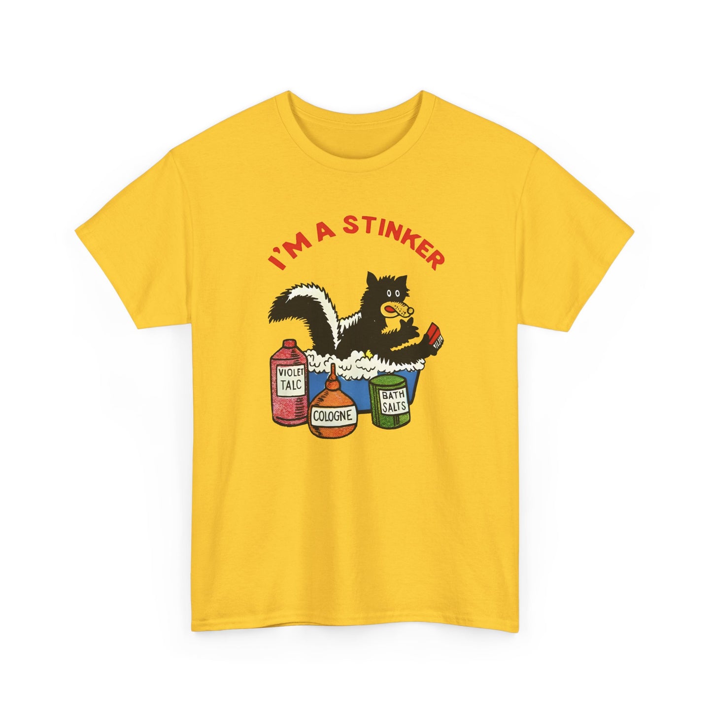 1960s skunk in bath i'm a stinker reproduction tshirt