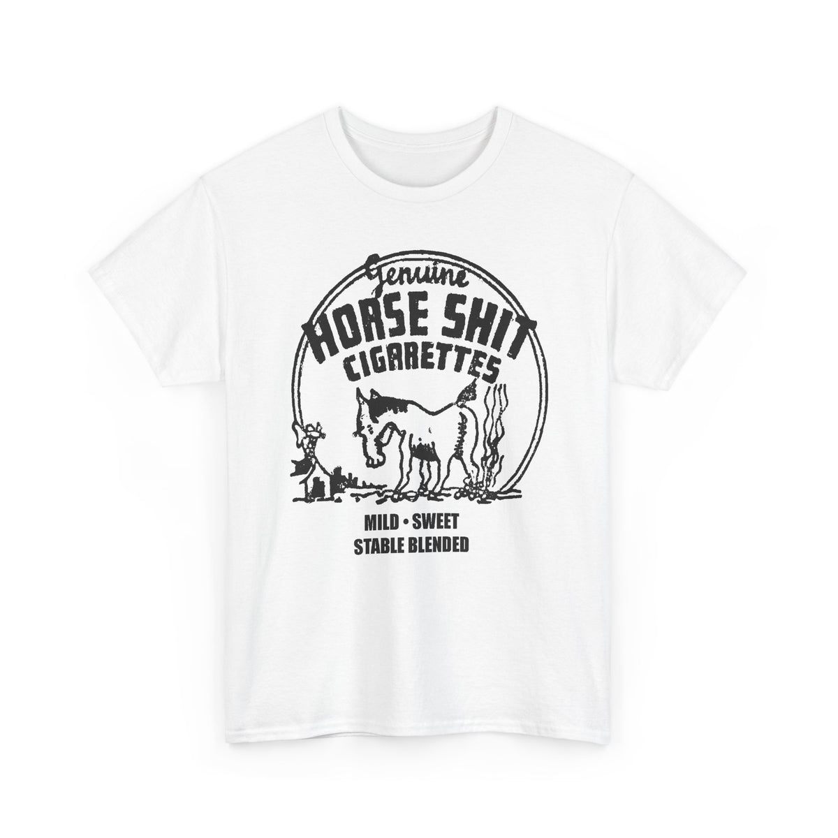 vintage horse shit cigarettes graphic reproduction tshirt