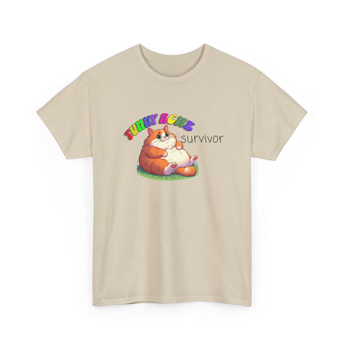 tummy ache survivor stuffed kitty silly tshirt