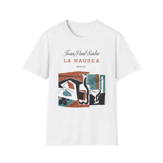 1938 spanish book cover for nausea by jean-paul sartre tshirt
