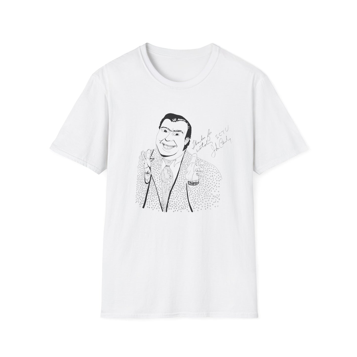 original drawing john candy with john candy's signature thanks for watching sctv tshirt