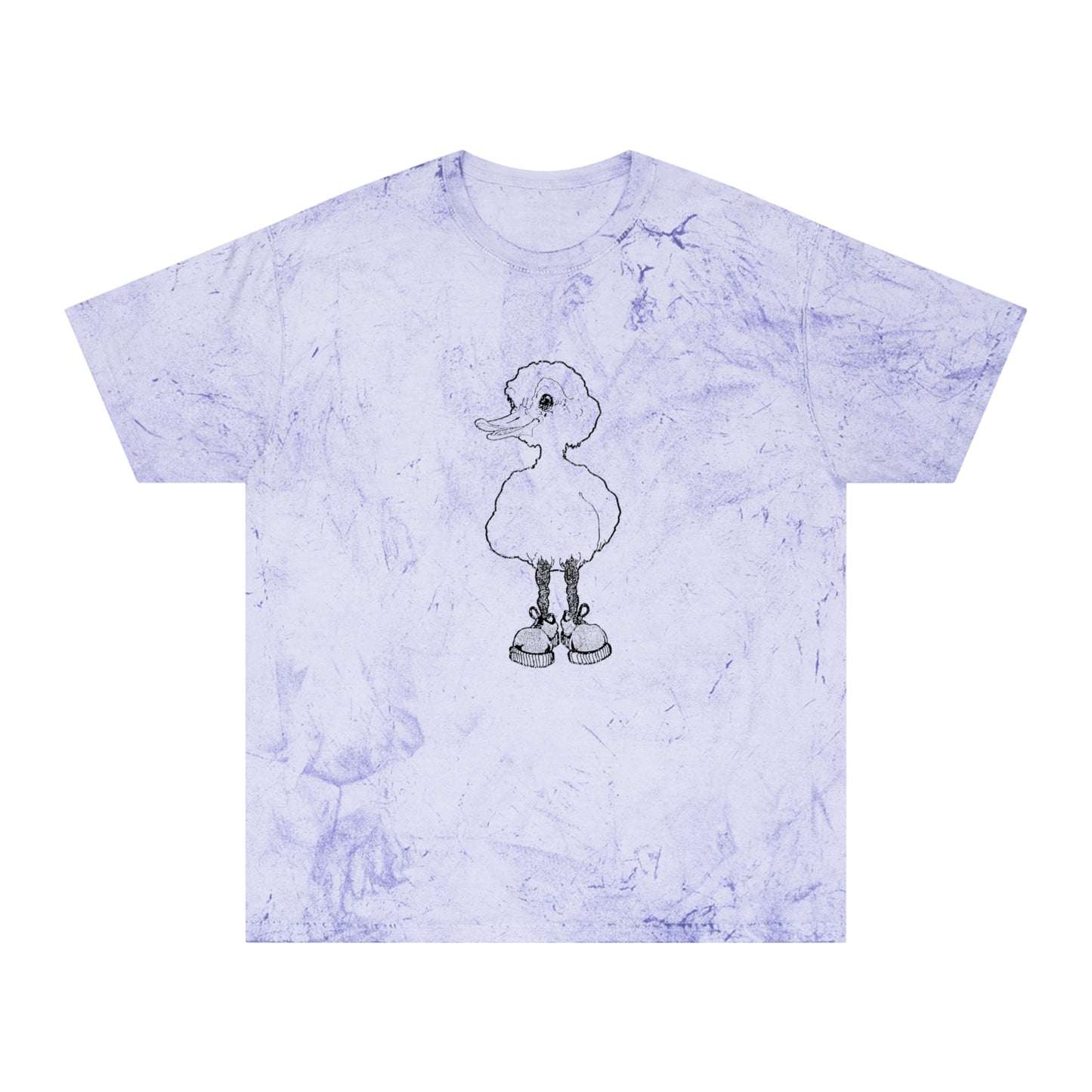 cute little duck in sneakers drawing on a unisex color blast tshirt