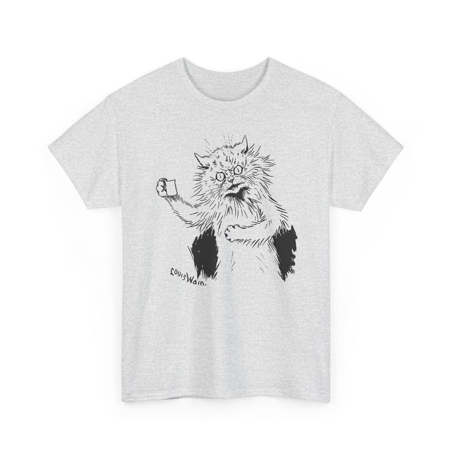 louis wain angry cat with cup reproduction tshirt
