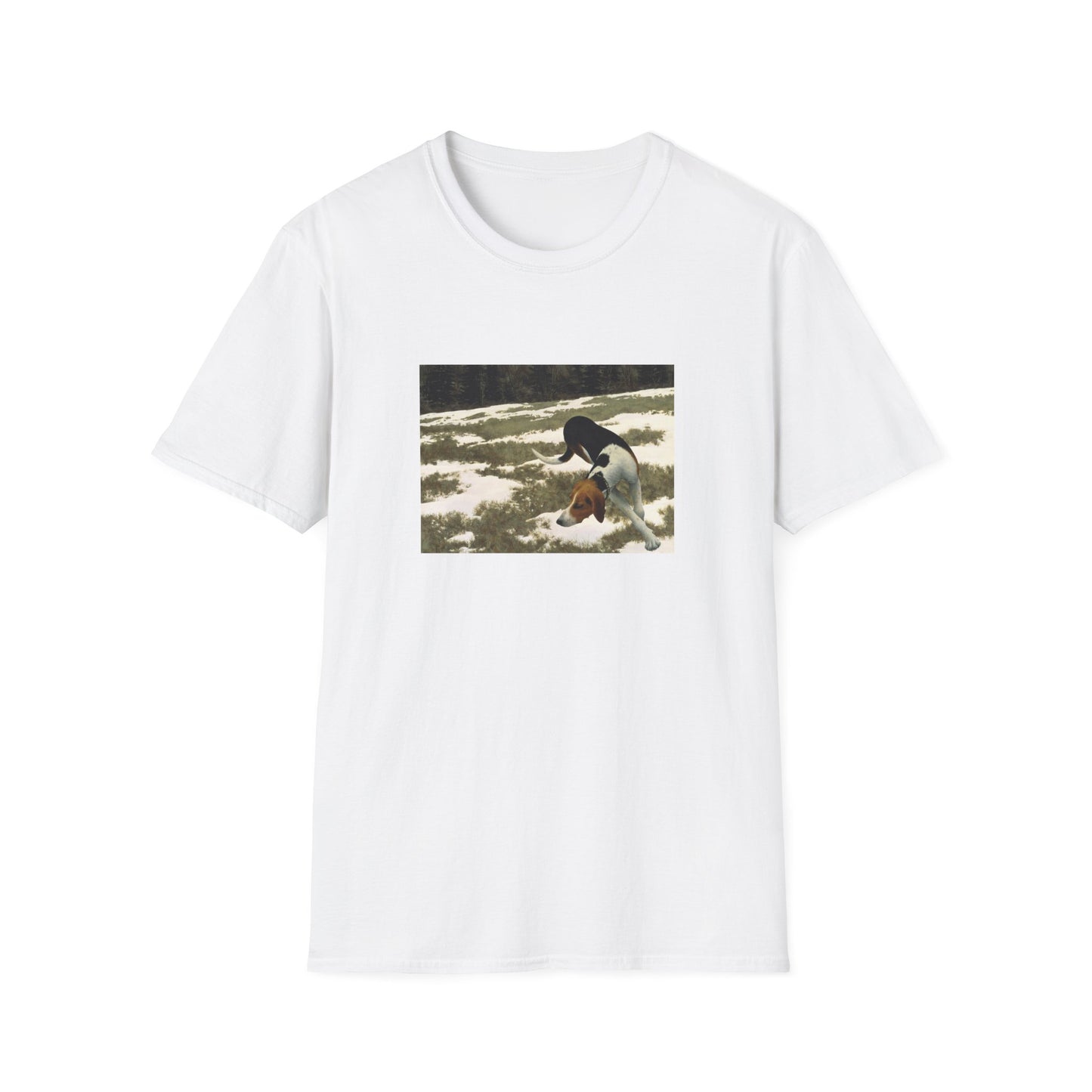 1958 hound in field by alex colville painting reproduction tshirt