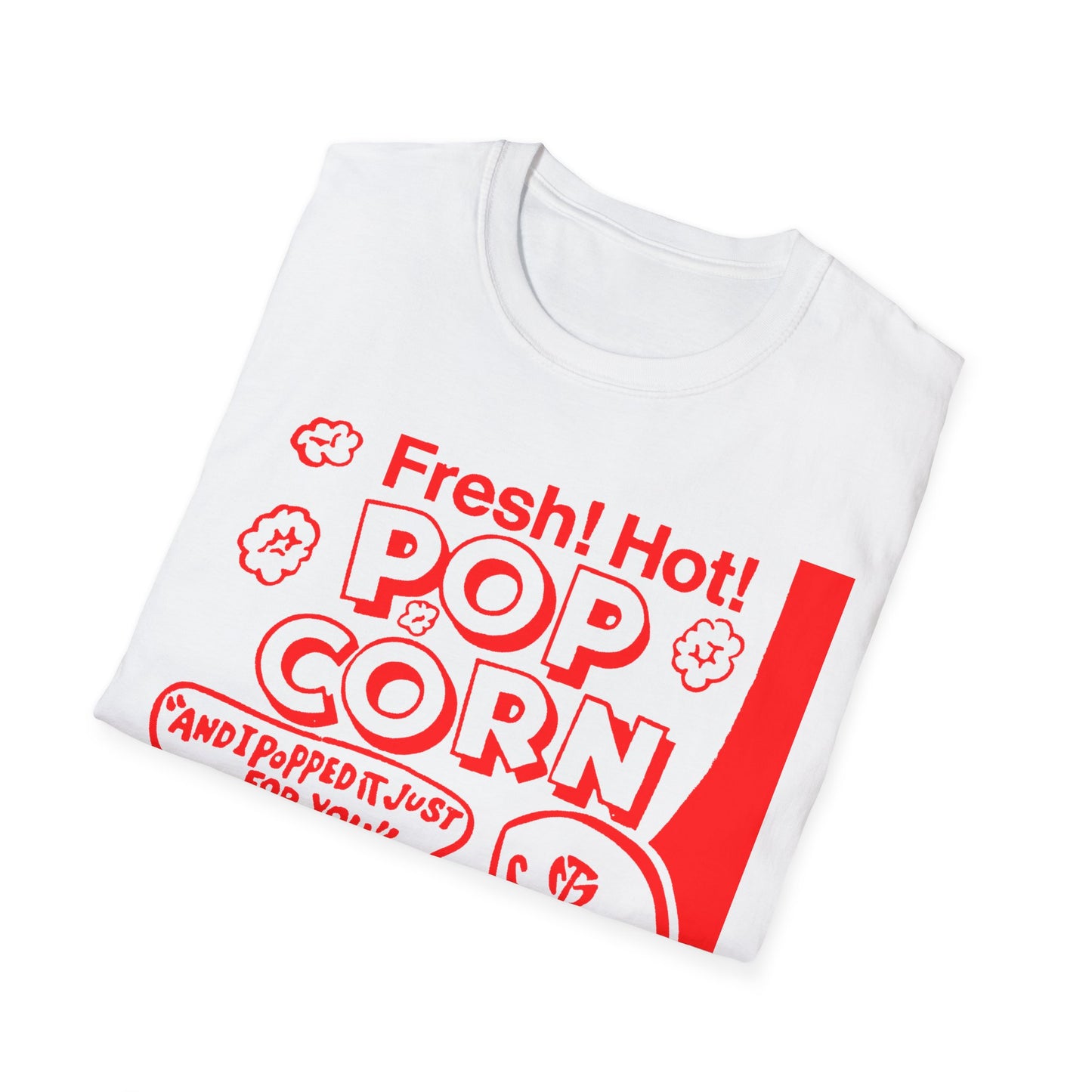 1940s popcorn box logo for martin theatres with a cute little popcorn mascot tshirt