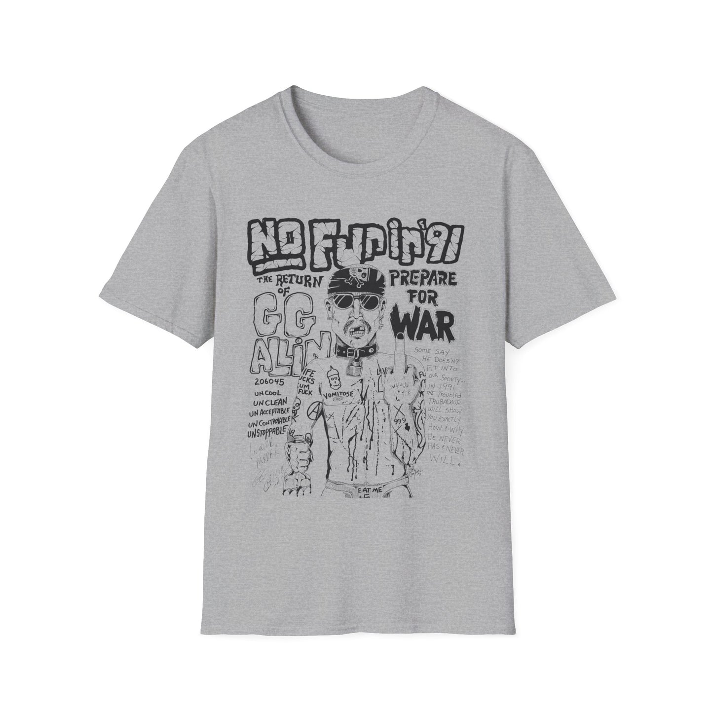 no fun in '91 gg allin show poster tshirt