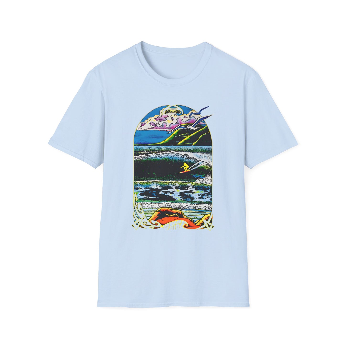 1976 surf rider psychedelic black light poster tshirt
