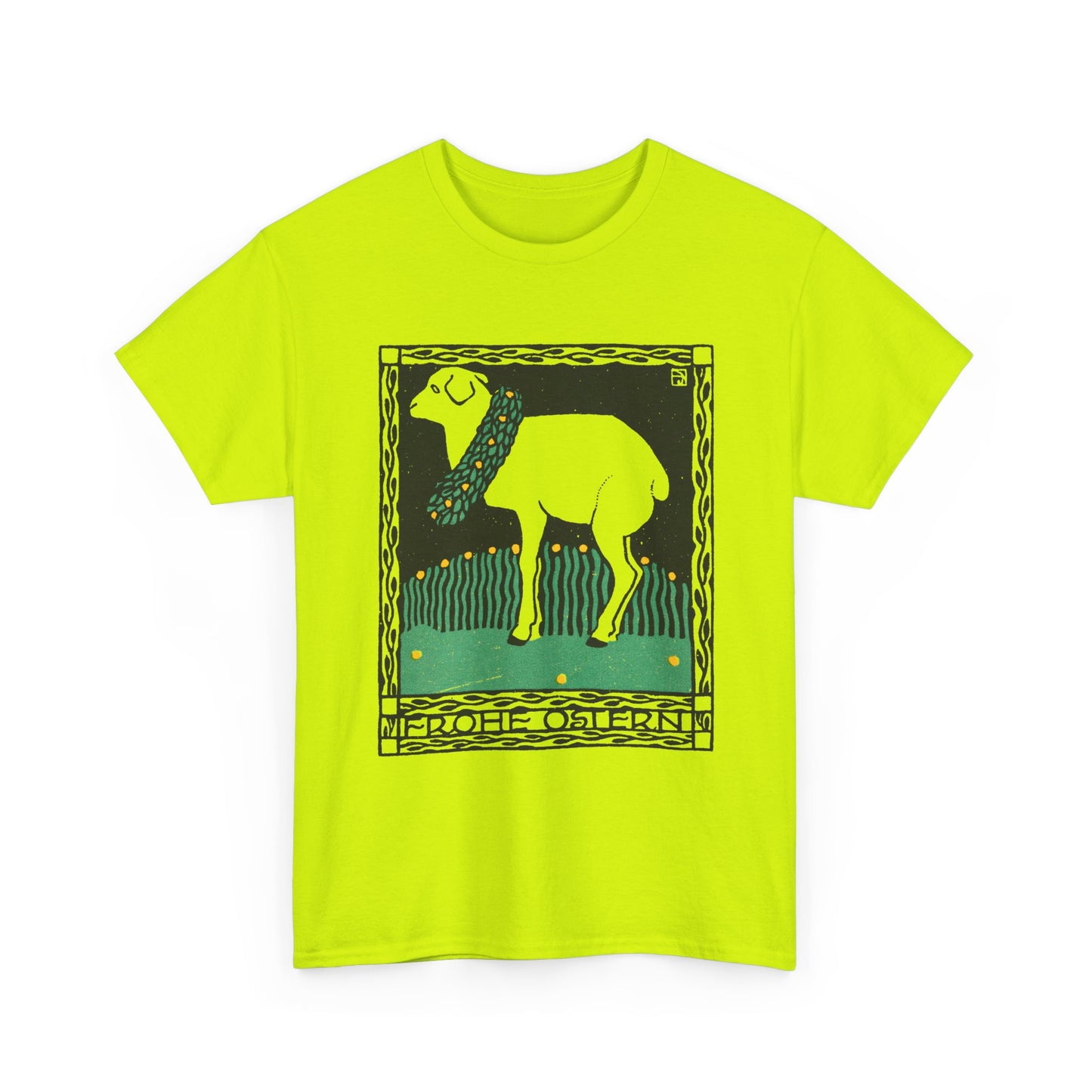 1909 josef von diveky happy easter (frohe ostern) color lithograph lamb reproduction tshirt
