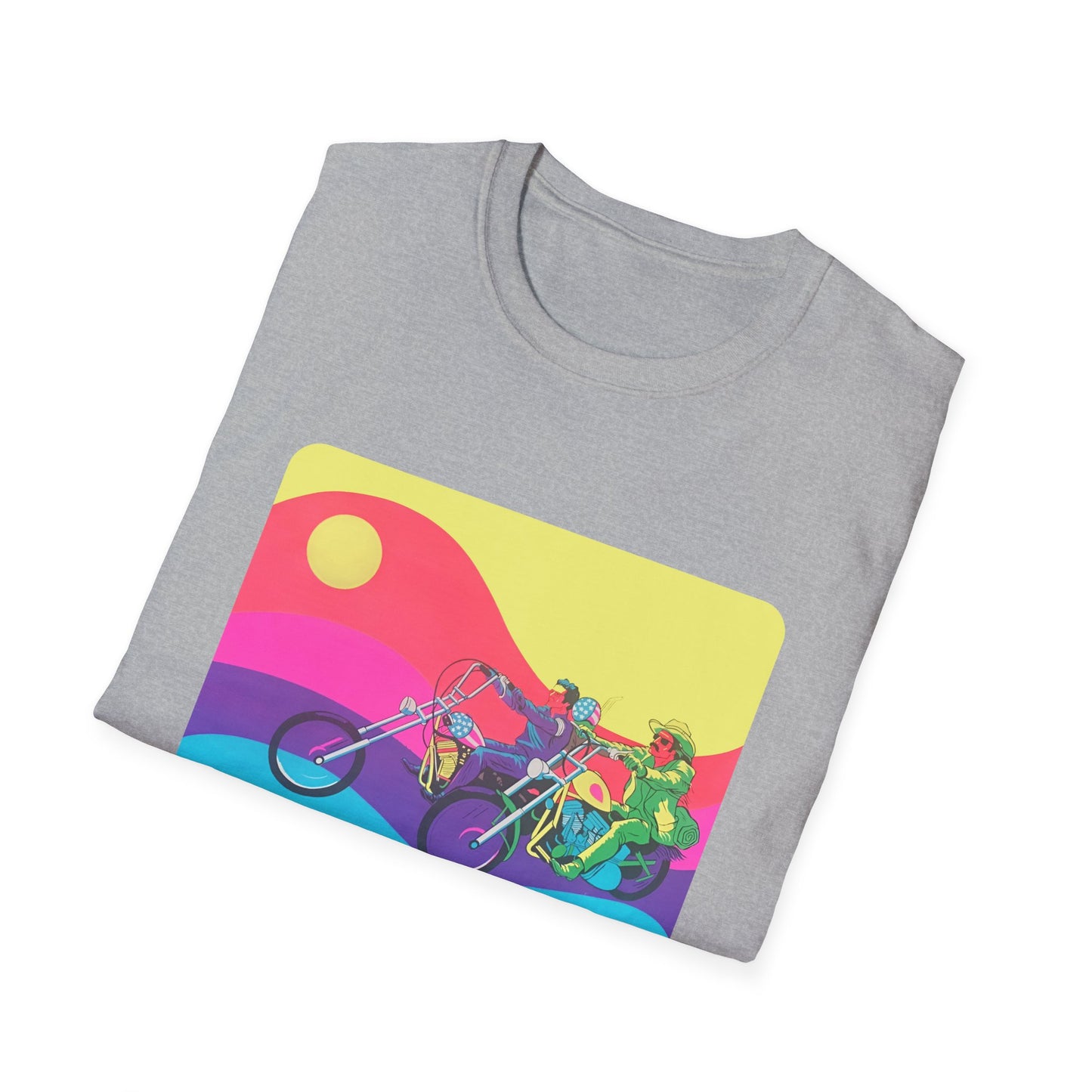 1960s blacklight poster image of captain america & billy on a tshirt