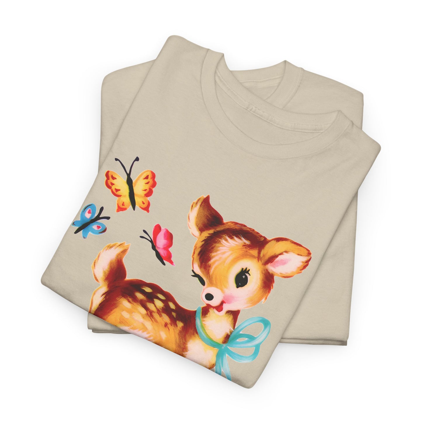 vintage cute baby deer reproduction tshirt