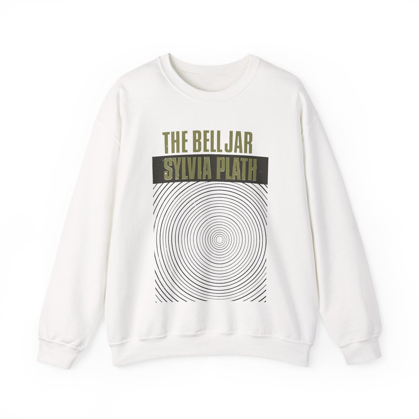 1963 book by sylvia plath "the bell jar" book cover on a unisex heavy blend crewneck sweatshirt