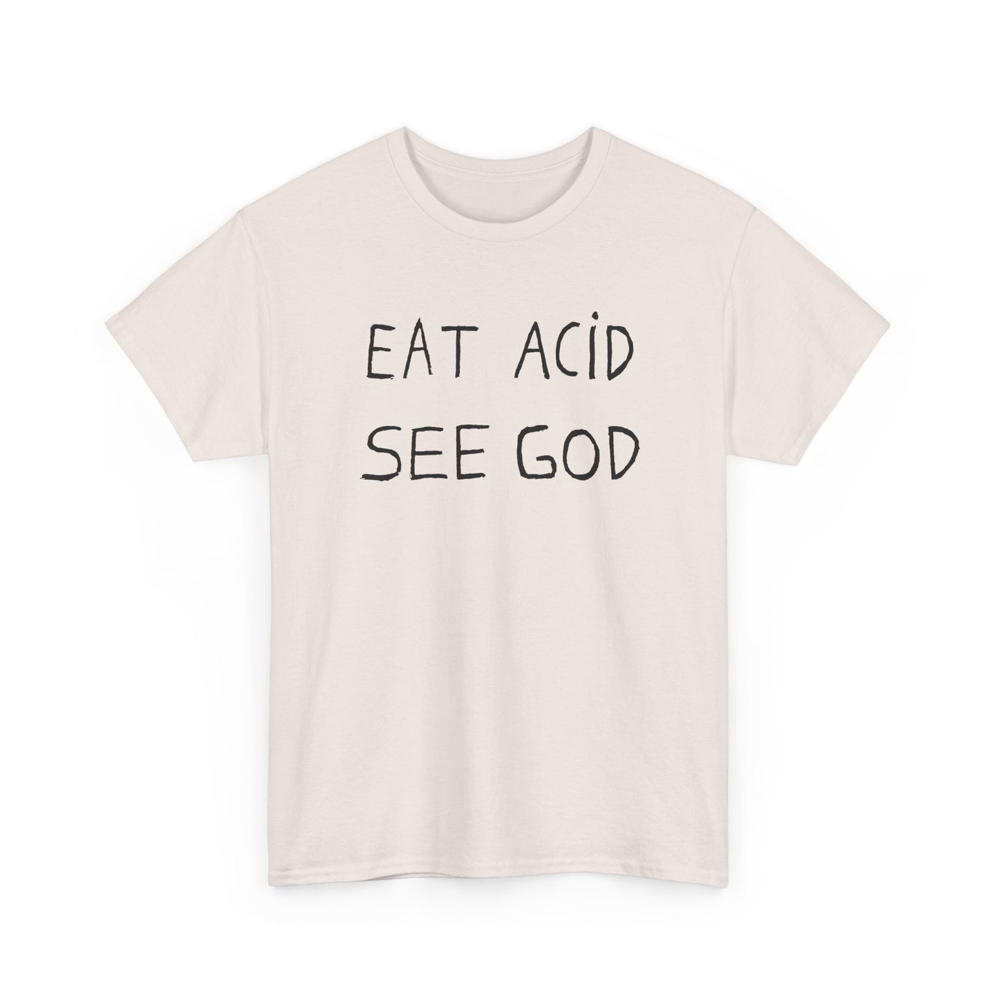eat acid see god hand drawn font tshirt