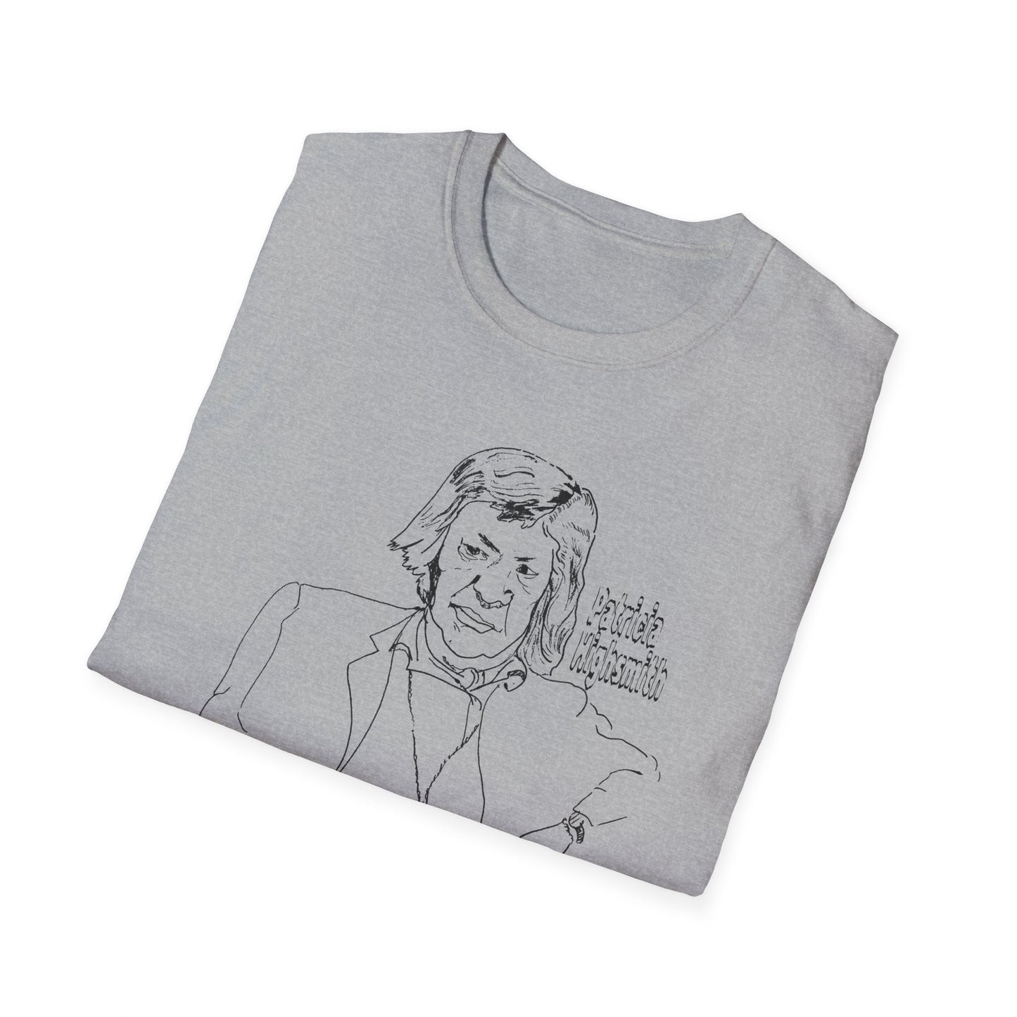 original drawing of patricia highsmith I find the public passion for justice quite boring and artificial tshirt