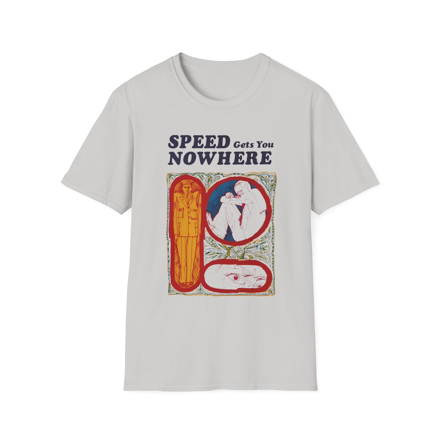 1970s anti drug campaign poster "speed gets you nowhere" tshirt