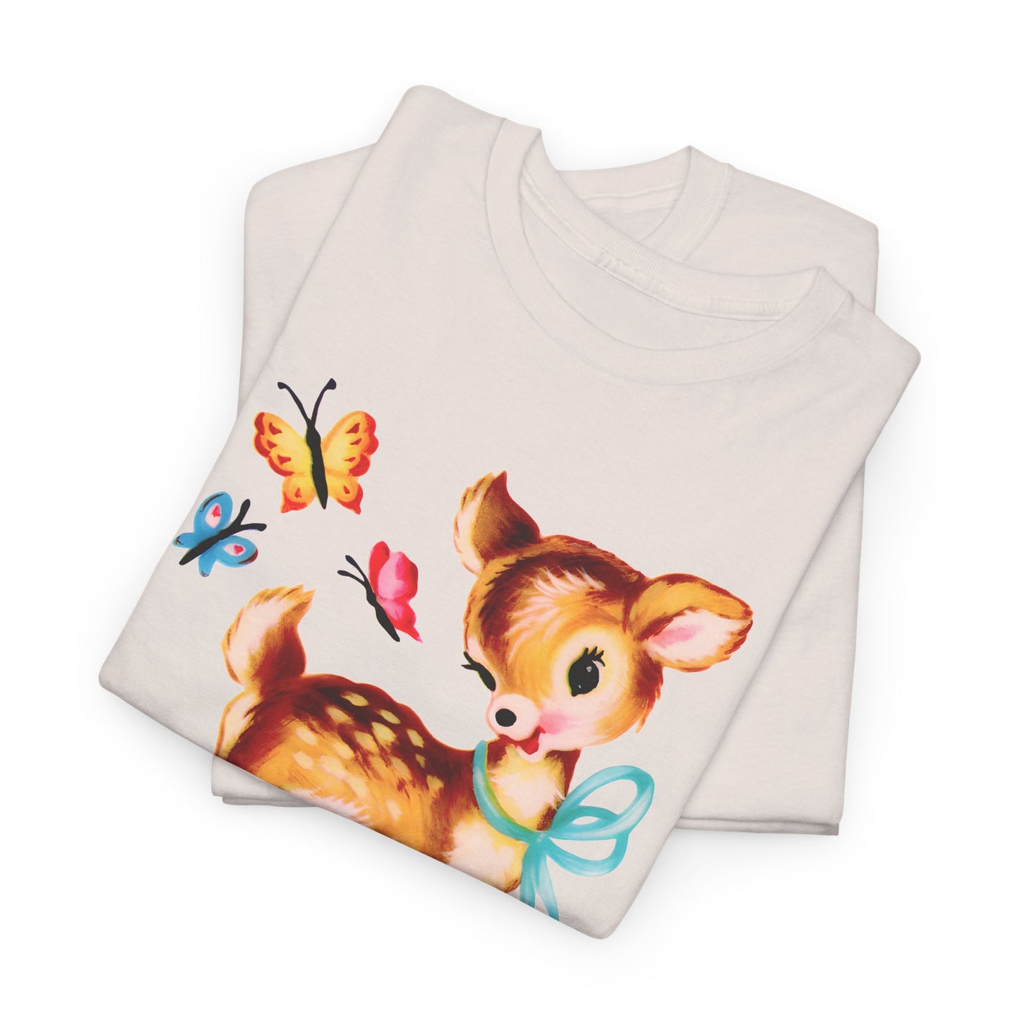 vintage cute baby deer reproduction tshirt