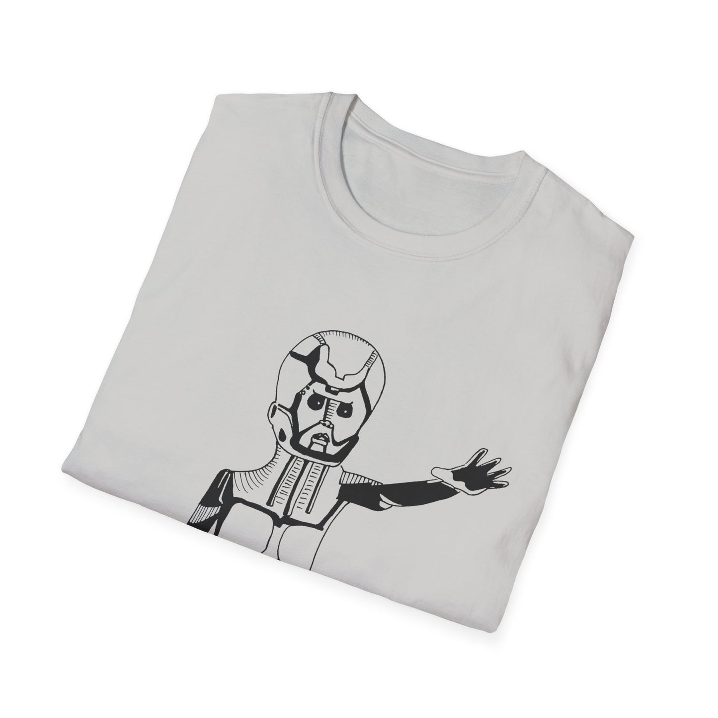 original drawing of astar the robot from planet danger canadian PSA no words tshirt