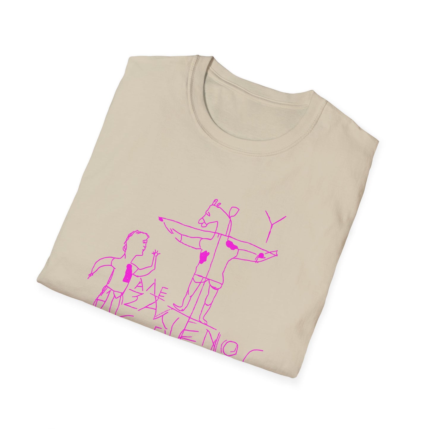 alexamenos graffito blasphemous young man worships donkey early graffiti 200 BC in pink tshirt