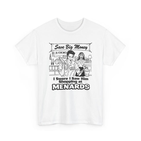 1990s elvis shopping at menards reproduction tshirt