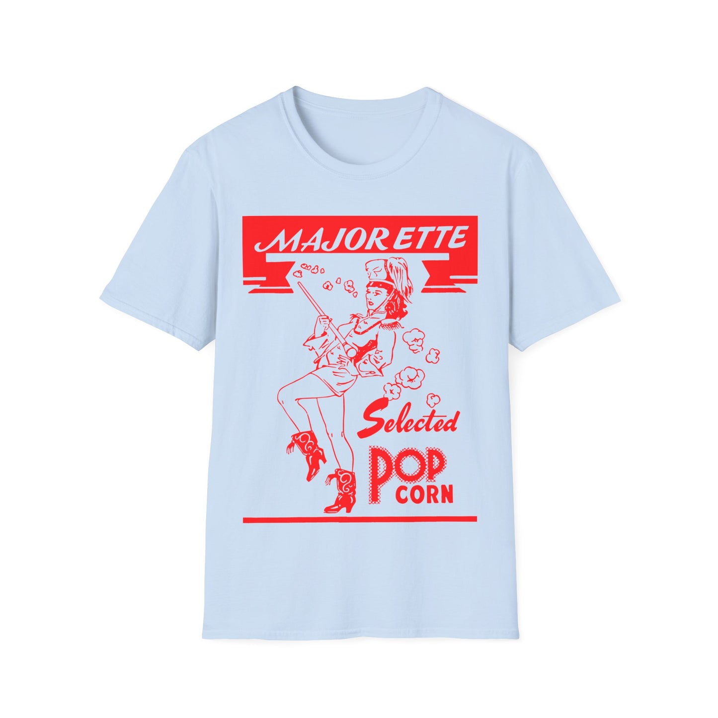 majorette vintage popcorn bag logo in red tshirt