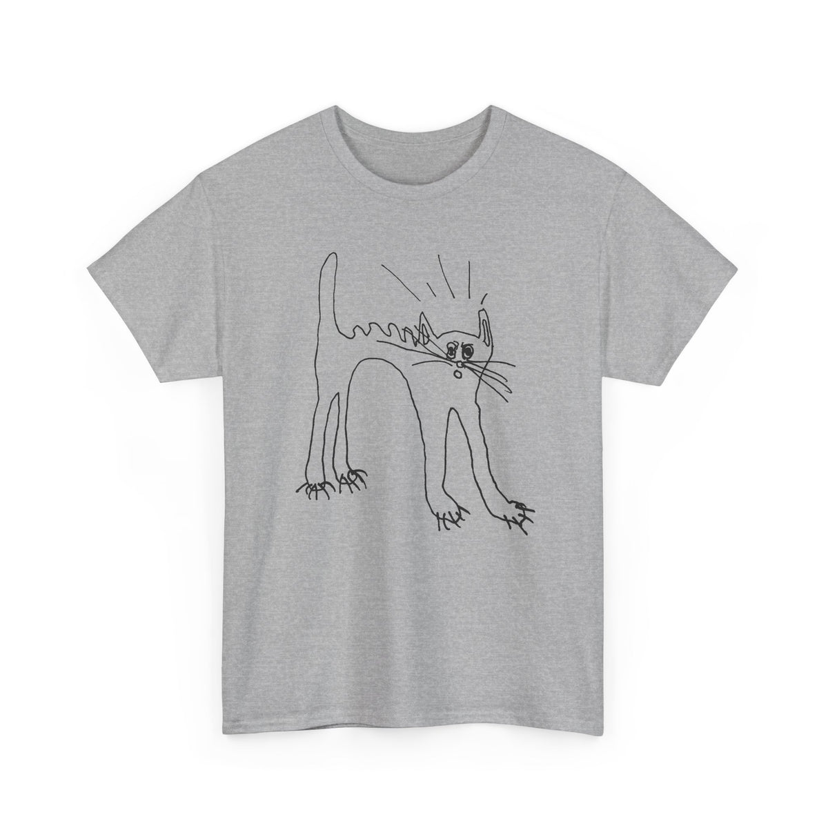 original drawing of a very spooked cat tshirt
