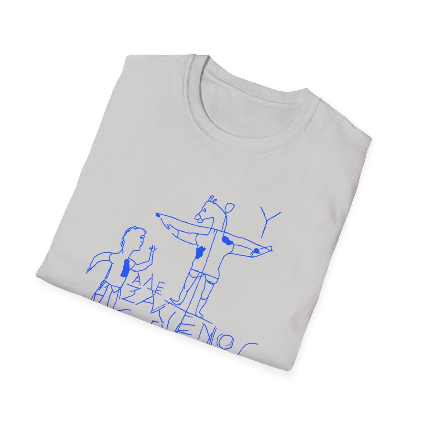 alexamenos graffito blasphemous young man worships donkey early graffiti 200 BC in blue tshirt